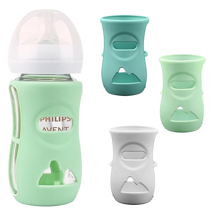 Silicone Sleeves for Avent Glass Natural Baby Bottle, 3 Pack Bottles Shatter by SMAutoLife