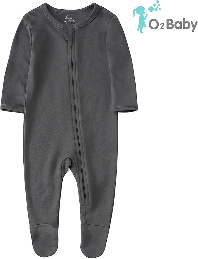 O2 BABY Baby Boys Girls Organic Cotton Zip-Front Sleeper Pajamas, Footed Sleep - Image 2