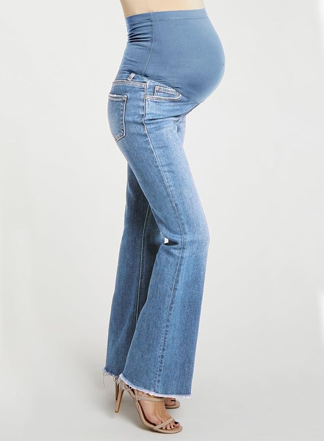 BLENCOT Maternity Jeans for Women Over Belly Pregnancy Pants Comfy Pregnant - Image 5