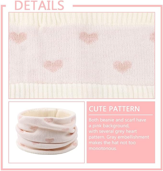 JANGANNSA Knitted Baby Hat Scarf Set Winter Warm Boys Girls Beanie Fleece - Image 4