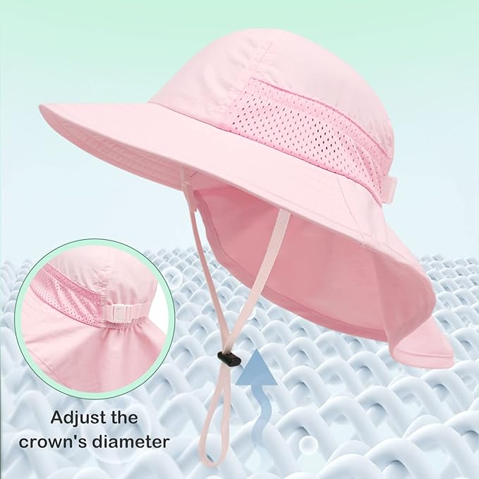XIAOHAWANG Girls Sun Hat Baby Beach Hats Boys UPF 50+ Kids Summer Protection - Image 5