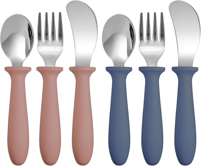 Pimoys 6 Pieces Toddler Utensils Forks, Spoons and Knives, Kids Silverware Set by PimoysLivingNecessities