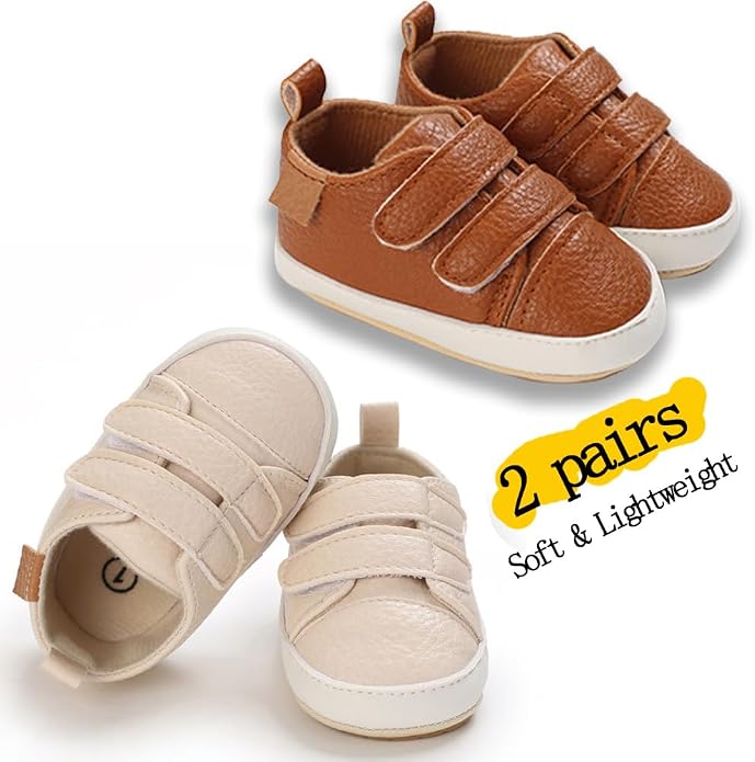 2Pairs Baby Shoes, Boys Girls Non-Slip Rubber Sole Sneakers, Unisex Infant Soft - Image 4