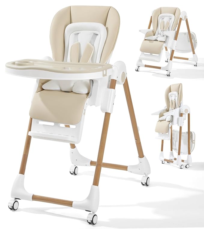Mallify Foldable High Chairs for Babies and Toddlers, 3-in-1 Convertible Baby by Mallify