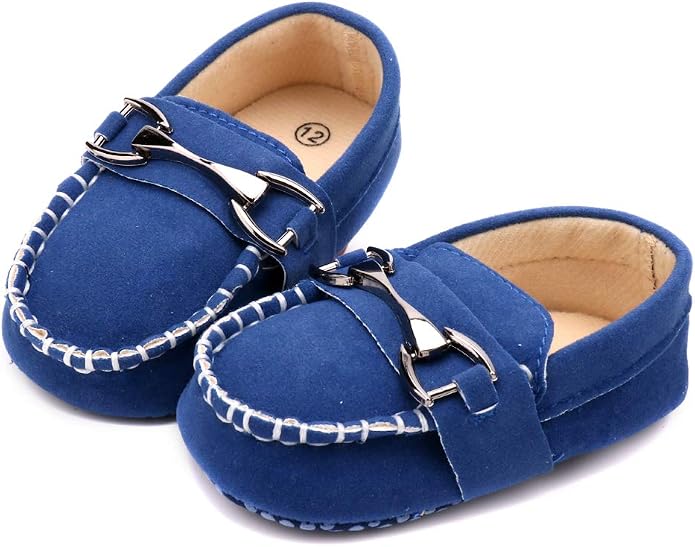 LONSOEN Baby Girls Boys Loafers Prewalker Dress Crib Shoes - Image 4