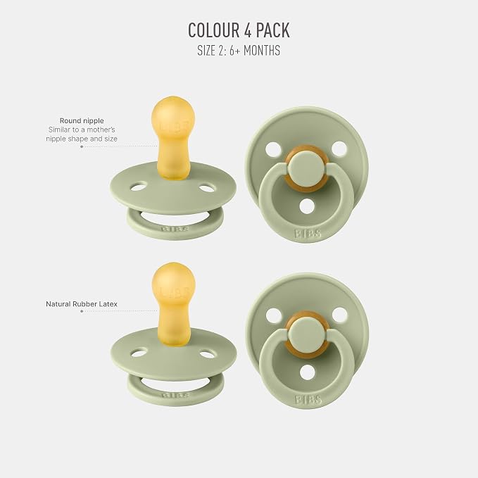 BIBS Pacifiers - Colour 4-Pack | BPA Free Baby Pacifier | Round Nipple Binkies - Image 2