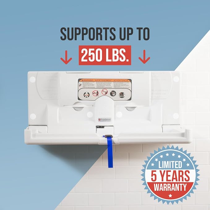 Foundations Classic Horizontal Wall-Mounted Baby Changing Station - Image 3