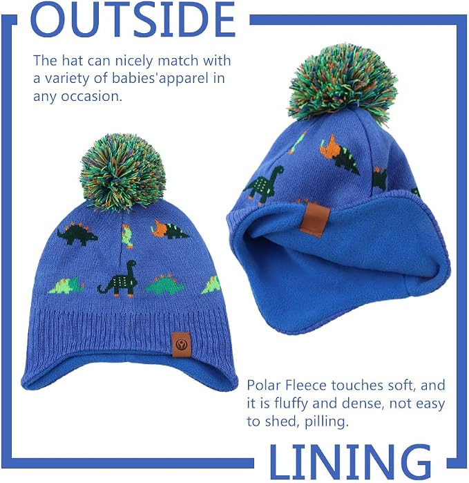 JANGANNSA Knitted Baby Hat Scarf Set Winter Warm Boys Girls Beanie Fleece - Image 6