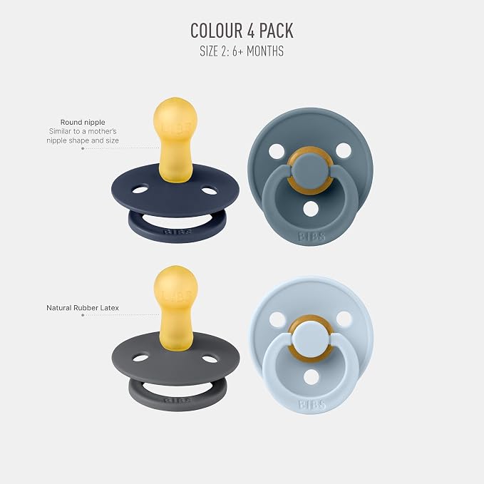 BIBS Colour Soother 4-Pack | BPA Free Dummy Pacifier | Round Nipple | Natural - Image 2