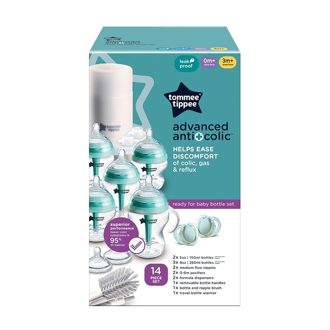 Tommee Tippee Advanced Anti-Colic 14 Piece Baby Bottle, Travel Bottle Warmer & - Image 9