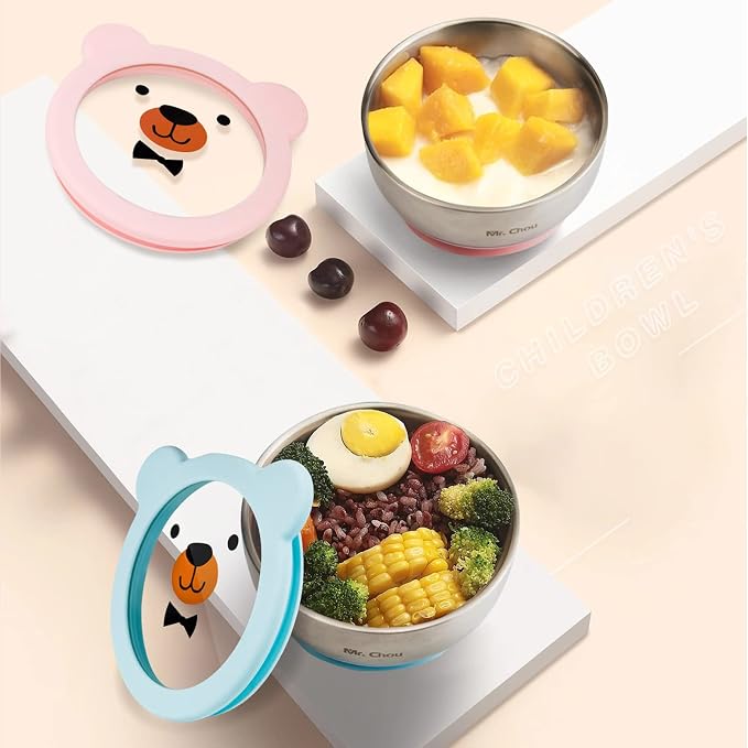 MR. CHOU Baby Bowls with Non-Slip Silicone Suction Cup, Insulated Double-Layer - Image 7