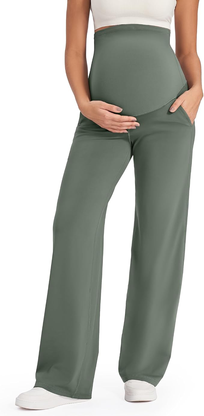 G4Free Maternity Pants Over The Belly Yoga Dress Work Pregnancy Pants Stretchy by G4Free
