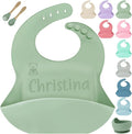 SRdrew Personalized Silicone Bibs Set Custom Engraved Name Icon Toddler Bib by SRdrew