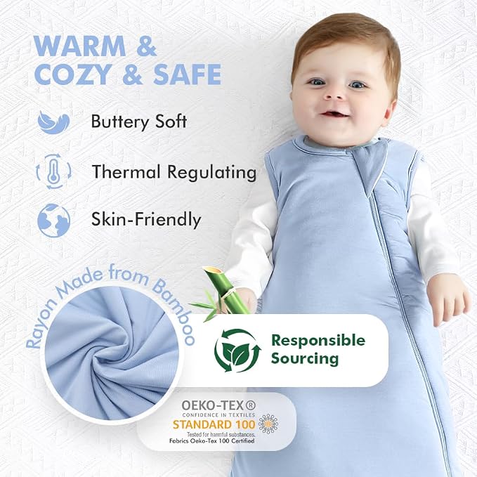 HAPIU Rayon Made from Bamboo Winter Baby Sleep Sack 2.5 TOG, 2-Way Zipper YKK - Image 2