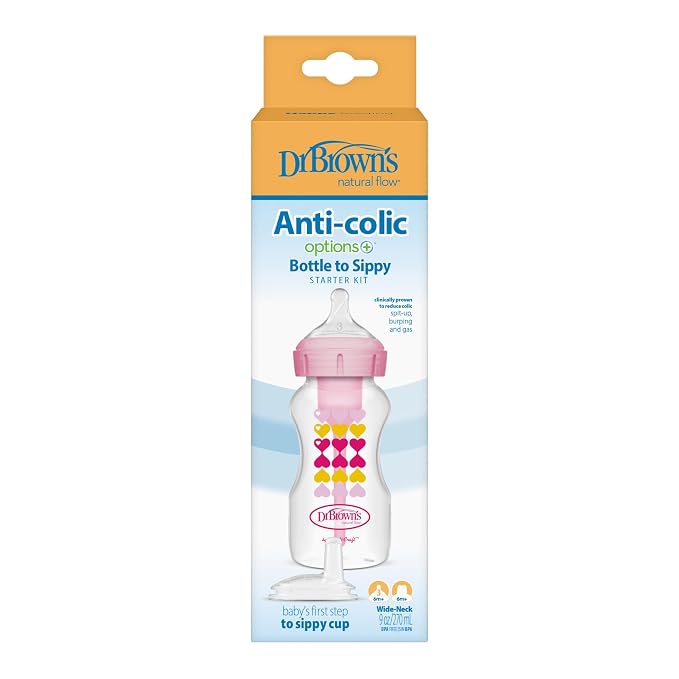 Dr. Brown's Anti-Colic Options+ Wide-Neck Sippy Bottle Starter Kit, - Image 10