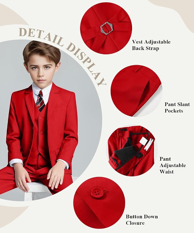 Visaccy Boys Suits Slim Fit Dress Clothes Ring Bearer Outfit - Image 2