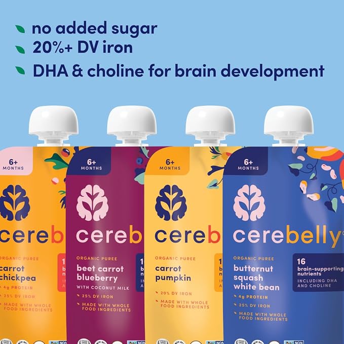Cerebelly Organic Baby Food Pouches, Hearty Veggie Purees, 16 Nutrients - Image 5