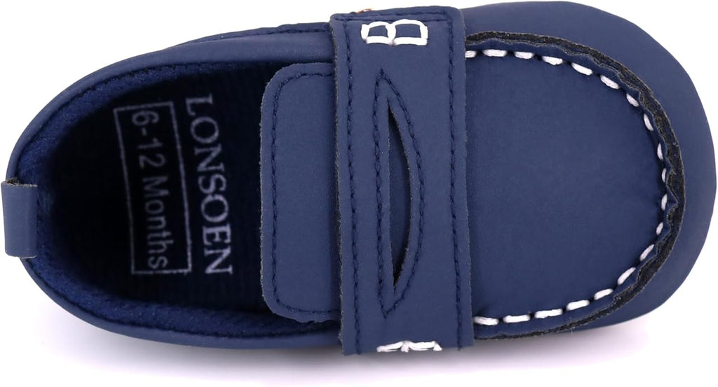 LONSOEN Baby Girls Boys Loafers Prewalker Dress Crib Shoes - Image 4