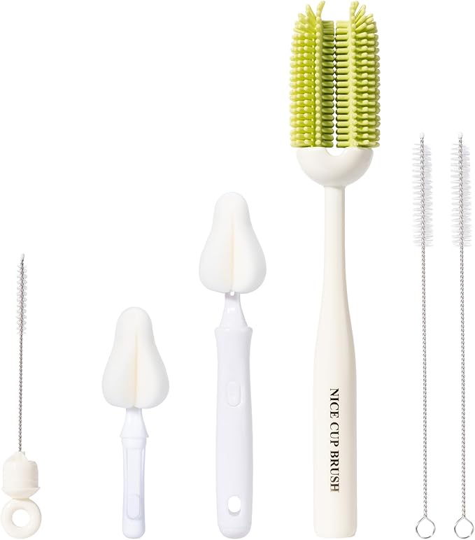 5-in-1 Baby Bottle Brush Kit, Silicone Bottle Brush by CAREBABYMORE