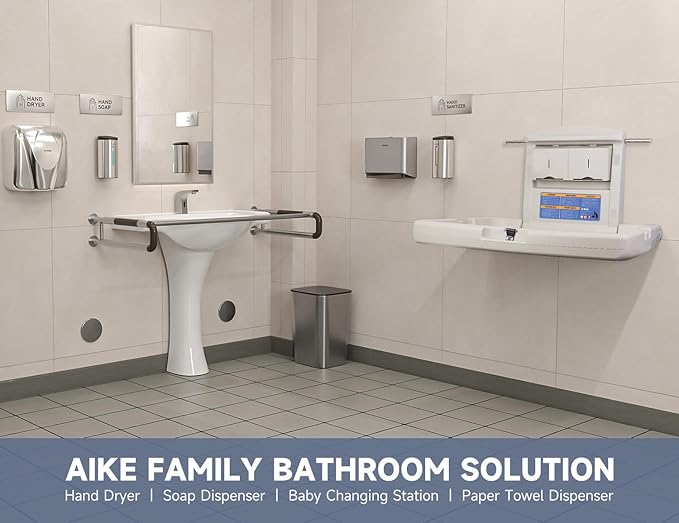 AIKE Commercial Horizontal Baby Changing Station, Wall Mounted Foldable Baby - Image 4