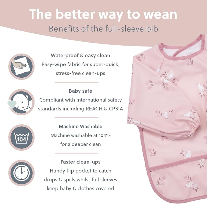 BIBaDO Mess Proof Baby Bib, 2 Pack Long Sleeve Bib, 6 month - Image 4