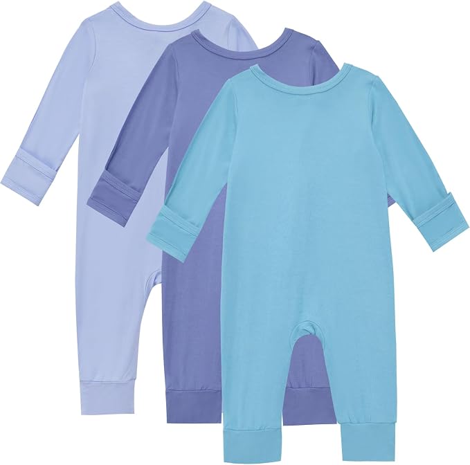 Aablexema Baby Footless Pajamas Rayon 3pcs Unisex Infant Zipper Romper - Image 2