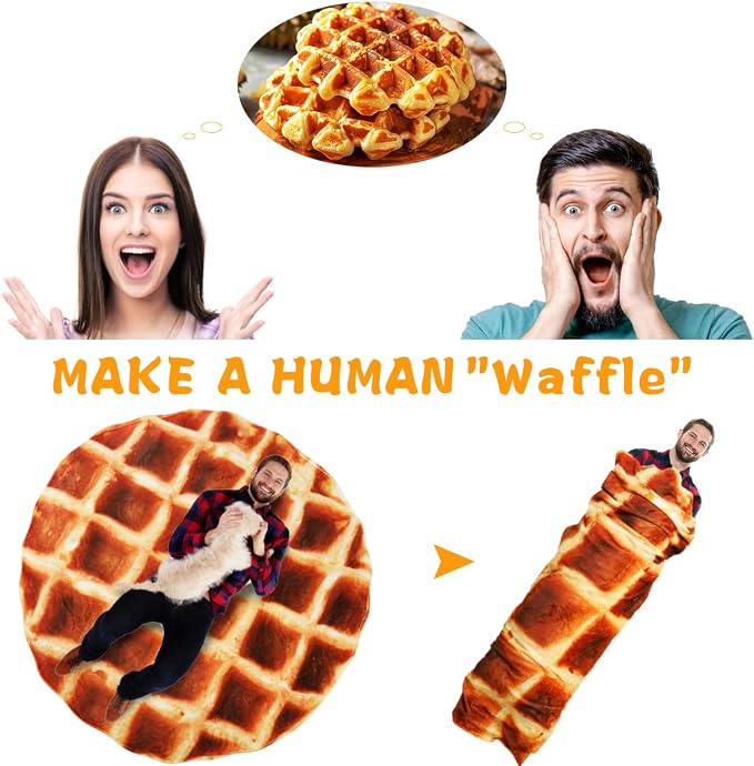 Waffle Blanket Adult/Kids/Baby, Tortilla Throw Blanket 80 Inch, Realistic - Image 3