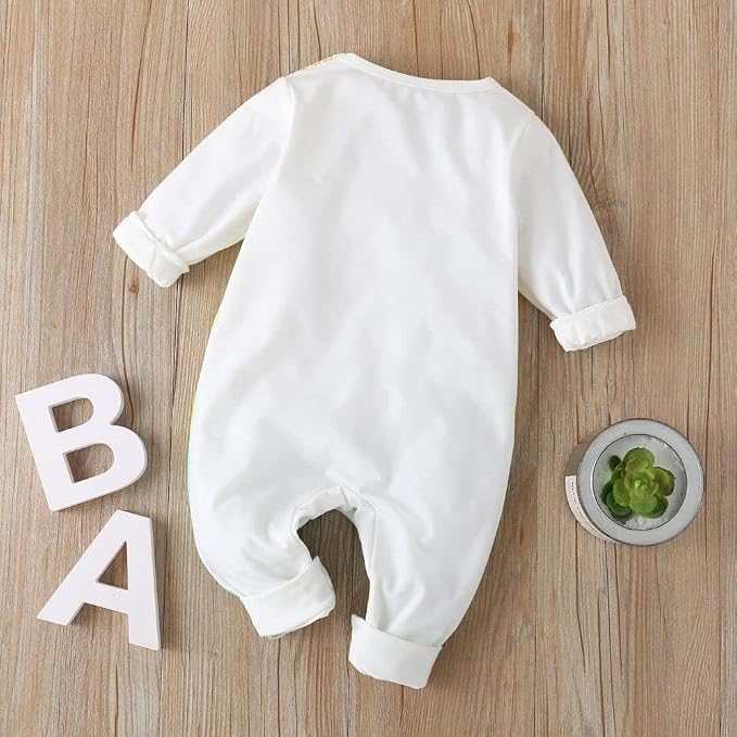Cute Giraffe + Zebra With Floral Print Long Sleeve Baby Girl Clothes White - Image 4