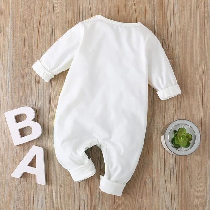 Cute Giraffe + Zebra With Floral Print Long Sleeve Baby Girl Clothes White - Image 4