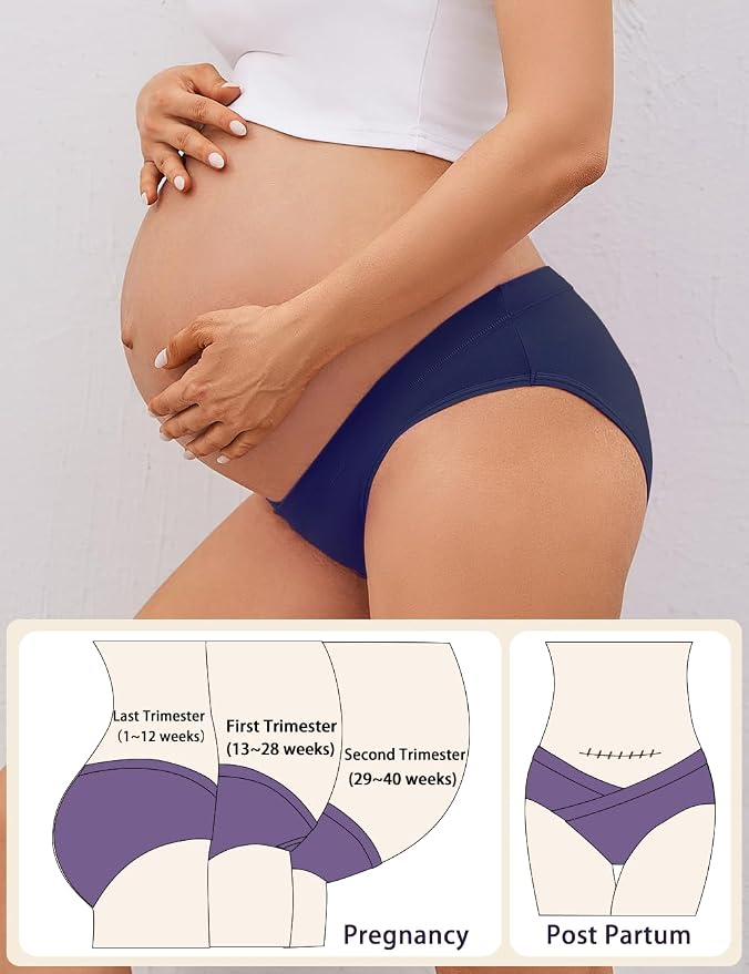 Molasus Cotton Crossover Maternity Underwear Under Bump Pregnancy Bikinis - Image 4