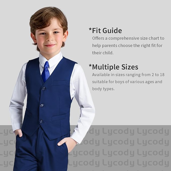 Boys Vest Set Formal Dress Suits Wedding Outfit Dresswear - Image 3
