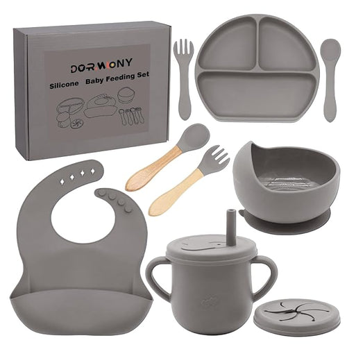 100% Silicone baby feeding set, BPA free Baby dishes set by Dormlony