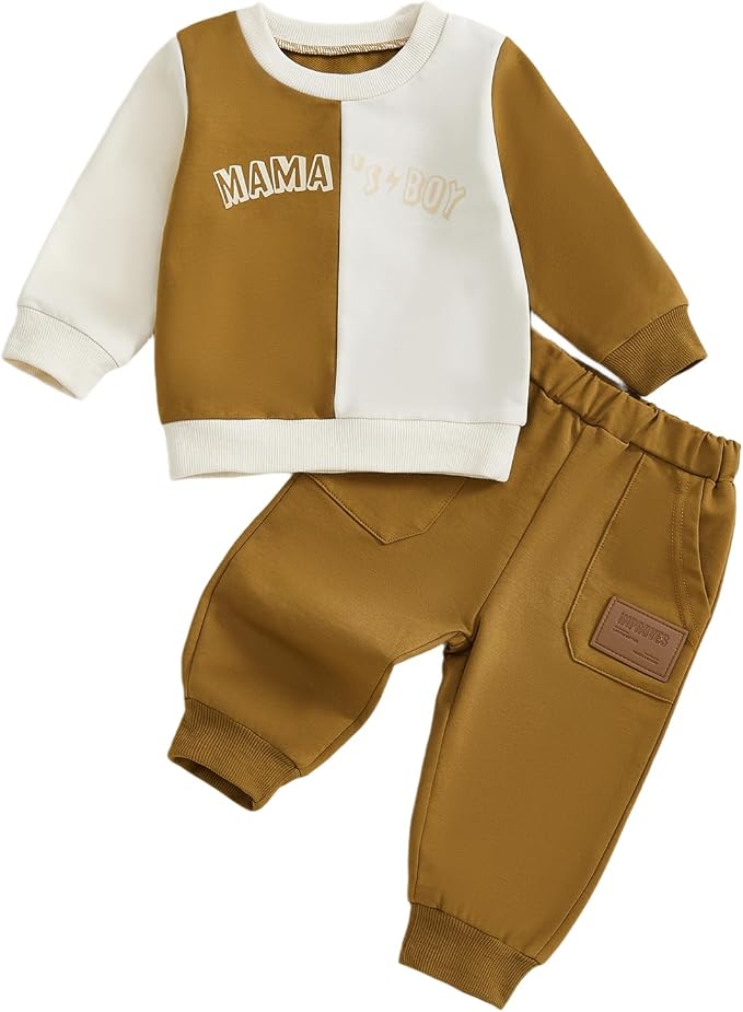 Kupretty Toddler Baby Boy Fall Winter Clothes Color Block Long Sleeve by Kupretty