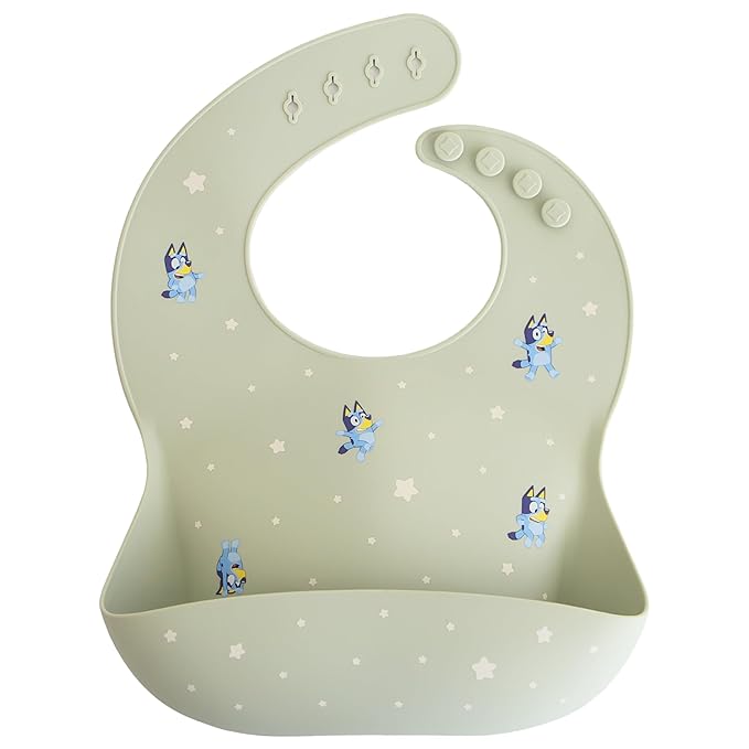 mushie x Bluey Silicone Baby Bib | Adjustable Fit Waterproof Bibs by mushie