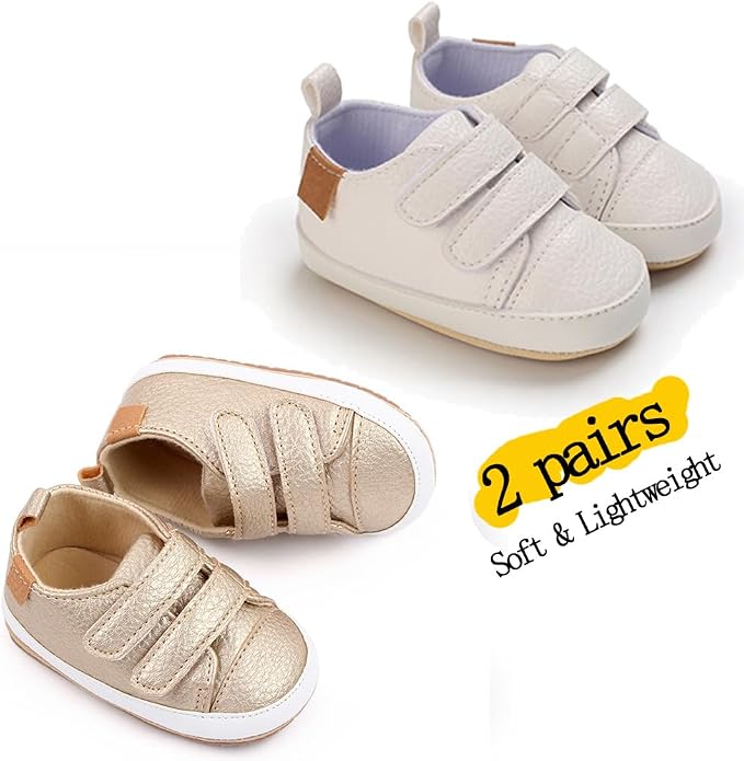 2Pairs Baby Shoes, Boys Girls Non-Slip Rubber Sole Sneakers, Unisex Infant Soft - Image 4