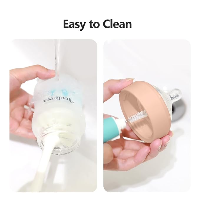 Yooforea Silicone Coated Glass Baby Bottle, 0M+ Slow Flow Nipple I Anti-Colic - Image 8