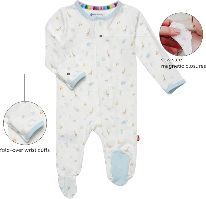 Magnetic Me Boys Modal Magnetic Baby Footie Pajamas | Silky Soft Modal Fabric | - Image 2