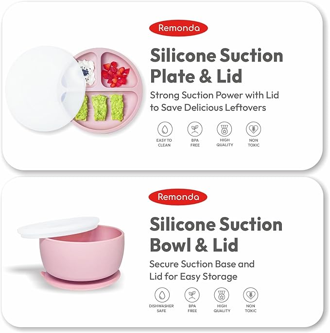 Remonda 23-Piece BPA-Free Silicone Baby Feeding Set | Extra Large Suction Plates - Image 4
