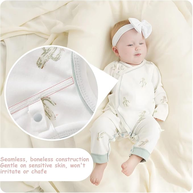 100% Organic Cotton Soft 0-6 Months Unisex Footless Newborn Baby Sleepers - Image 3