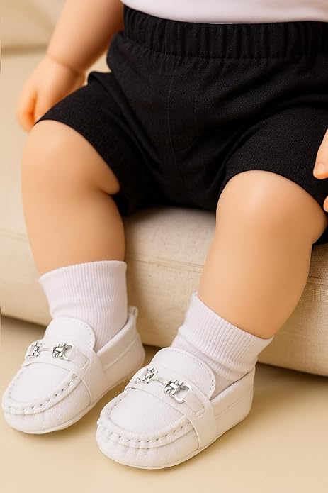 LONSOEN Baby Girls Boys Loafers Prewalker Dress Crib Shoes - Image 4