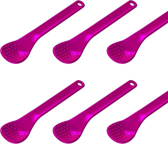 TalkTools Magenta Spoons Bumpy | Silicone Self-Feeding Utensils Set by TalkTools