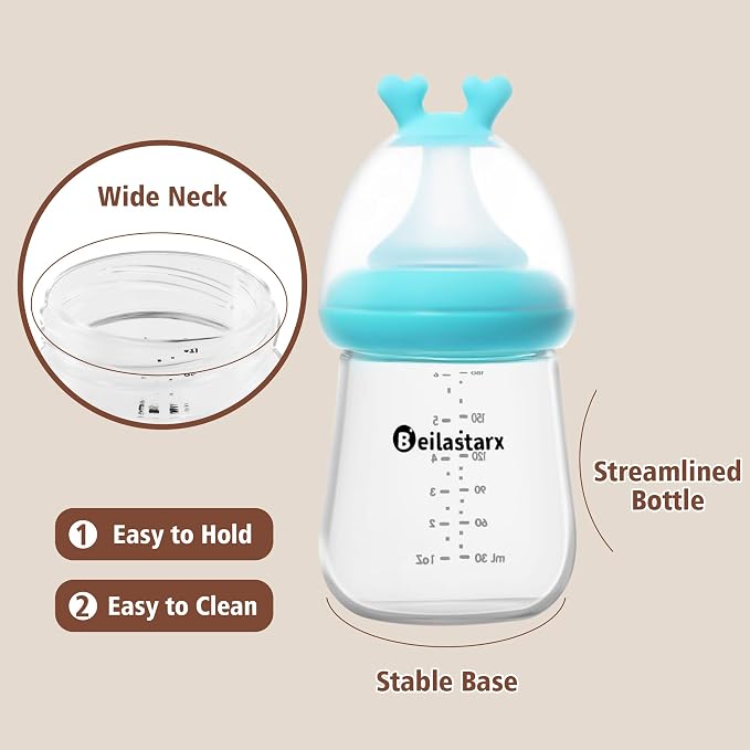 Glass Baby Bottles with Natural Response Nipple Size S - Image 4