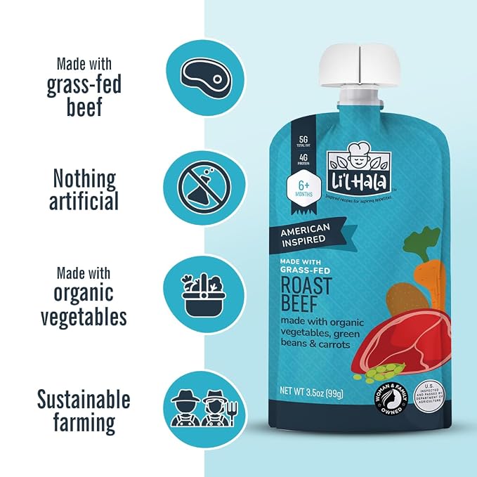 Li’l Hala Baby Food Pouches – Grass-Fed Roast Beef & Organic Veggies – Toddler - Image 4