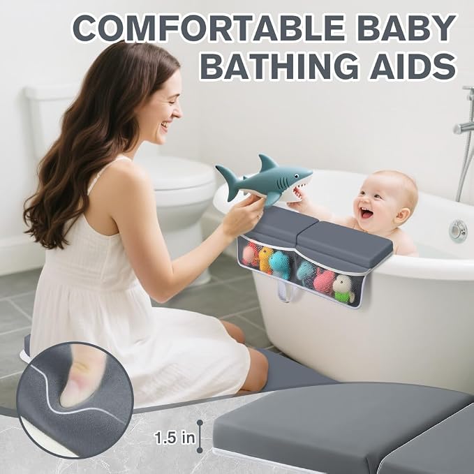 SKEFOLI Baby Bath Kneeler and Elbow Rest pad Set, 1.5" Thick Baby Bath Kneeler - Image 2