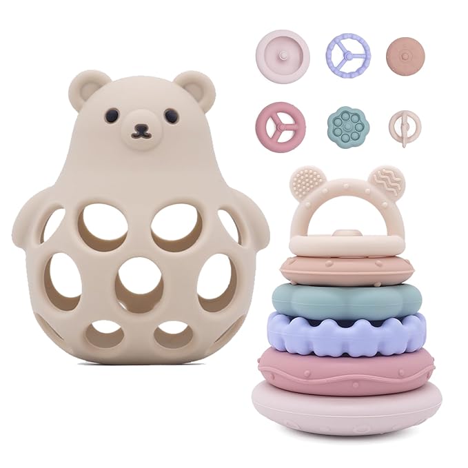 Baby Bear Teething & Stacking Toy Set by CuddleCubsCreations