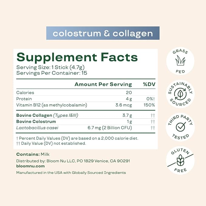 Bloom Nutrition Bovine Colostrum Powder Packet, Gut Health, Immune Support - Image 4
