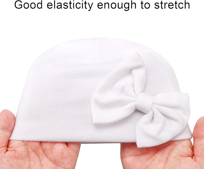 BQUBO Newborn Baby Girls Hats Mittens Set Hospital Hat Beanie Infant Bow Hats - Image 7