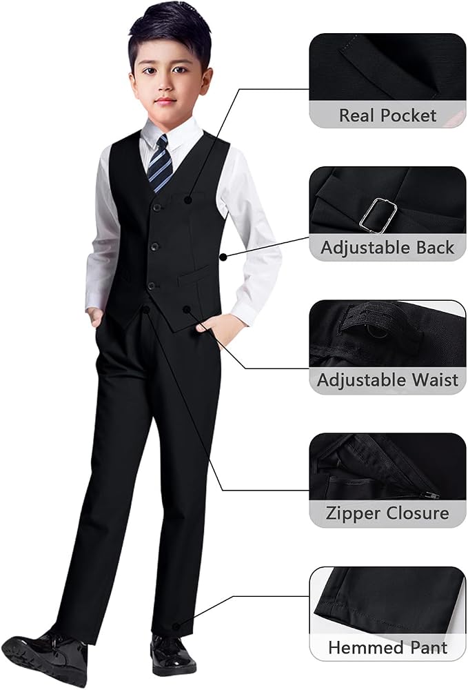YuanLu Boys Suit for Kids Tuxedo Wedding Ring Bearer Outfit, 5 Piece Boy Slim - Image 3