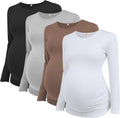 Ecavus Women's Maternity Shirts Long Sleeve Soft Stretchy Pregnancy Tops Side by Ecavus