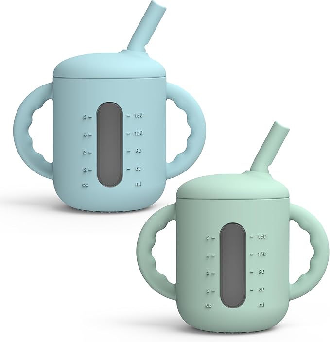 Seposeve 2 Pack Silicone Sippy Cups, Leak-Proof Baby Straw Cup by Seposeve